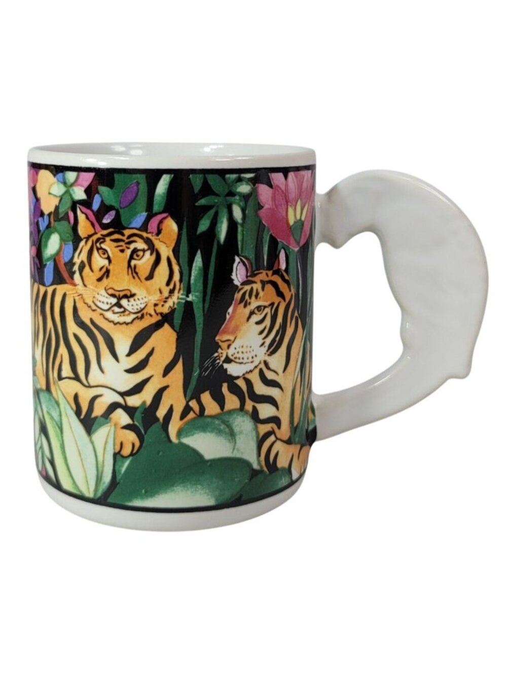 Vitromaster Rain Forest Mug Floral Tiger Parrot Handle Zipkin Tropical 1993 VTG
